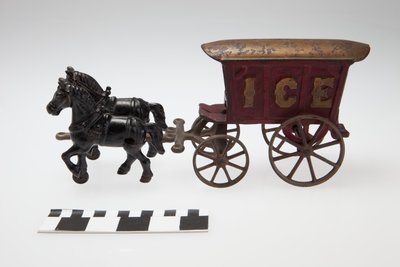 Cast Iron Toy Ice Wagon Pulled by Two Black Horses by Unknown